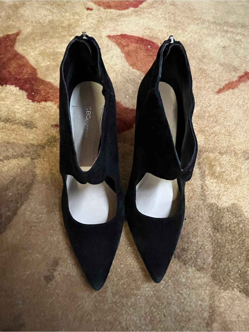 BCBG Women's Black Pointed-Toe Cutout Heels
